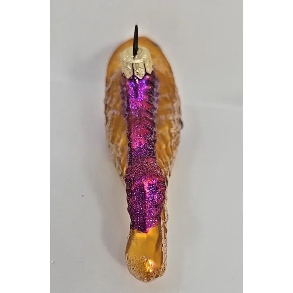 1997‎ Christopher Radko Goldie Fish Gold Purple Glass Christmas Ornament U33AQ